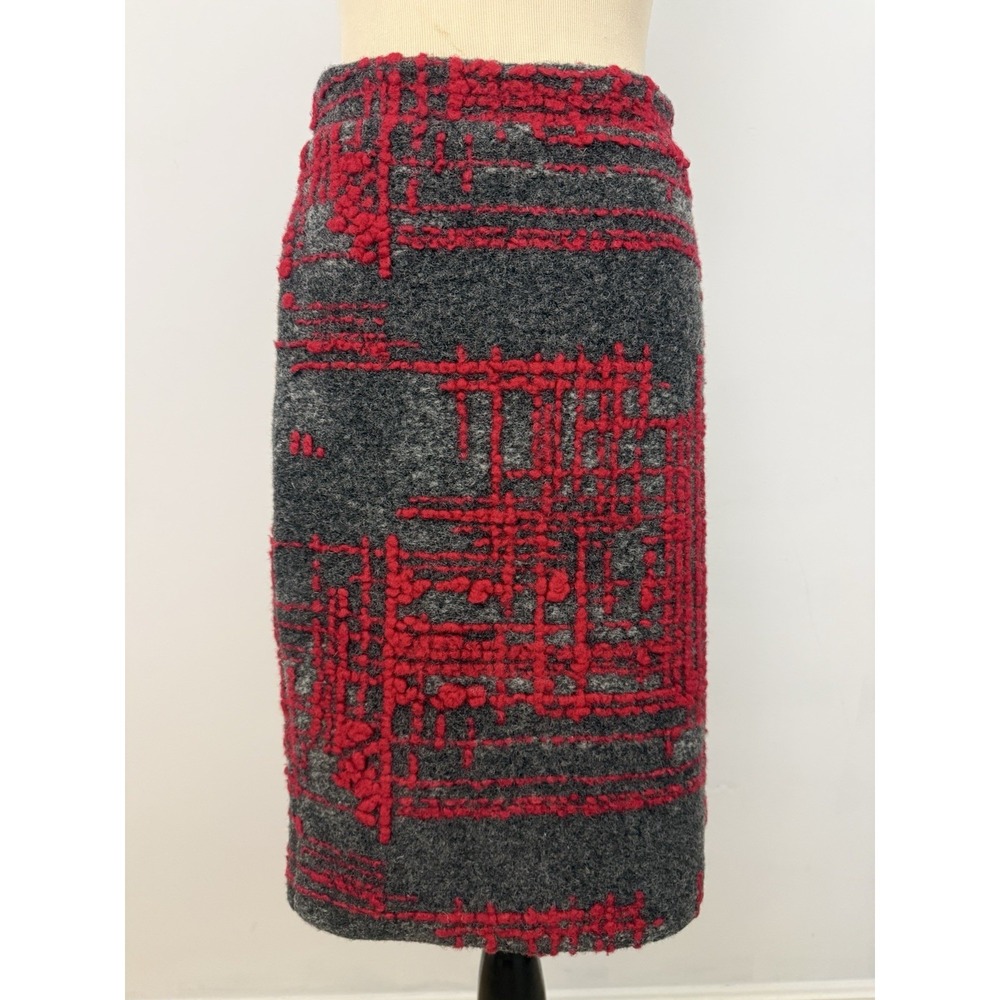 JOA Boucle Knit Skirt NEW Red Gray Small Wool Blanket Chunky Boho Chic Cabincore